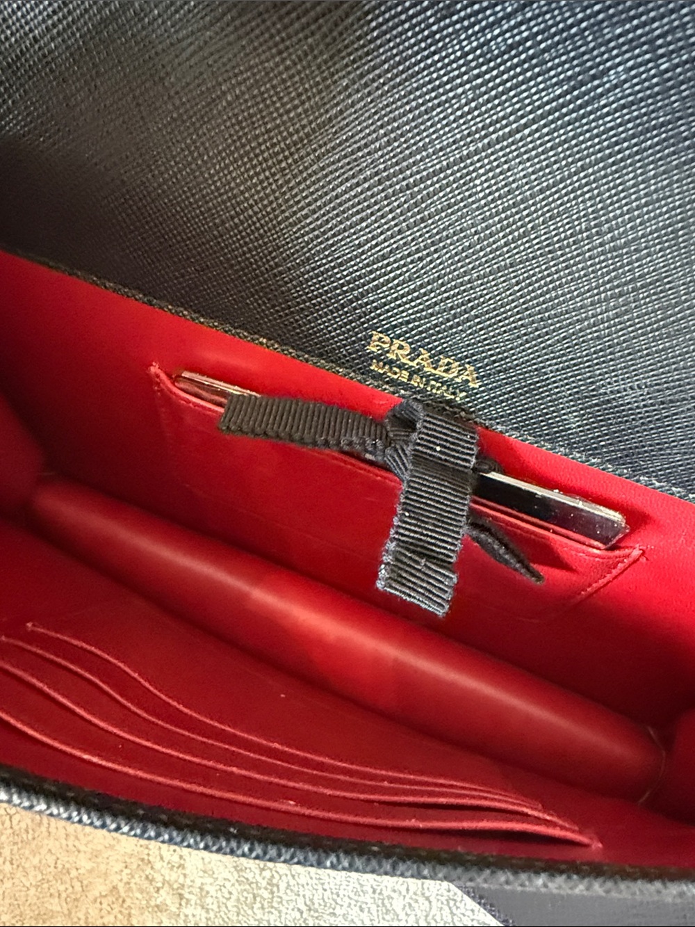Prada Black Saffiano Leather Chain Shoulder Bag with Gold Hardware - Picture 4 of 4